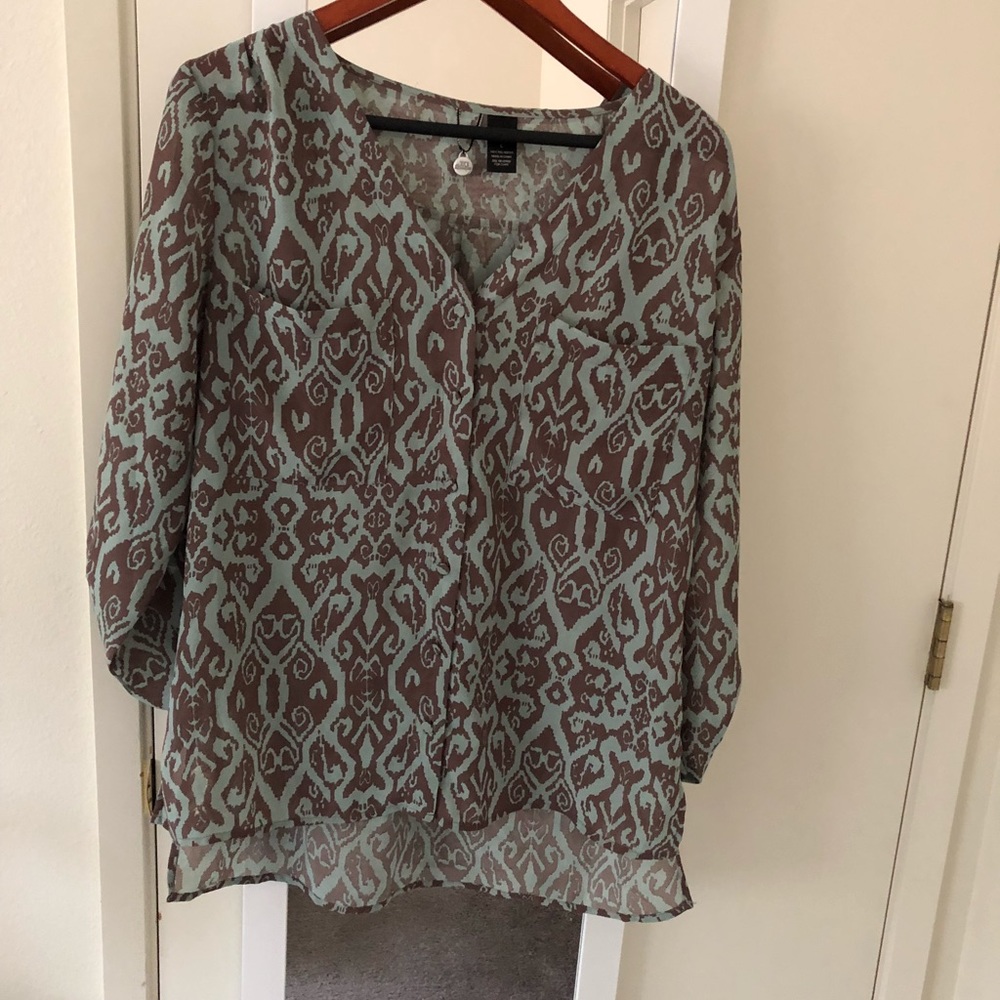 Semi sheer button down blouse